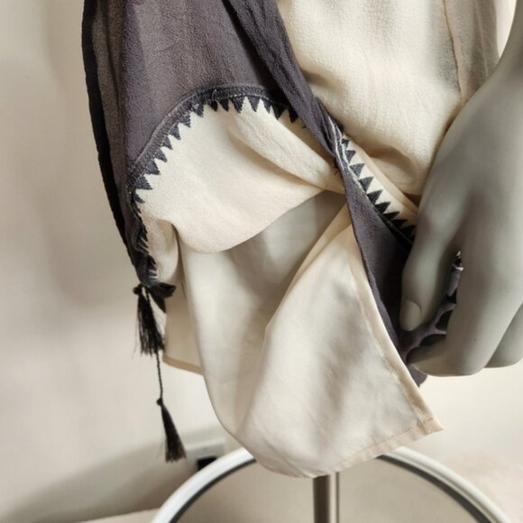 Club Monaco Silk Embroidered 3/4 Sleeve Boho Mini Dress Size 6 - Picture 12 of 15